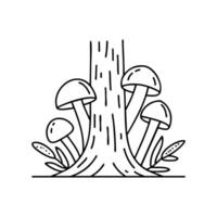 A cluster of mushrooms growing at the base of a tree vector