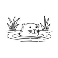 A muskrat swimming through a calm pond vector