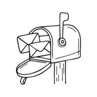 Mailbox with envelopes sticking out vector