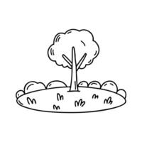 Meadow with a lone tree standing in the middle vector