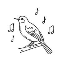 A mockingbird mid song, with musical notes around it vector