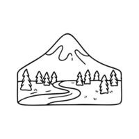 A river flowing down from a snow capped mountain to forest vector