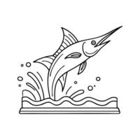 Marlin leaping out of the ocean vector
