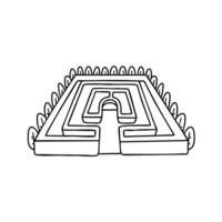 Maze with tall hedges, a small pathway leading inside vector
