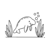 Manatee blowing bubbles underwater vector