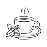 Mint leaf resting on a table vector