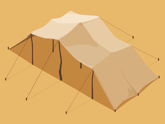 Open Tent in Isometric Perspective Inspired by Ancient Jewish Nomadic Lifestyle in the Old Testament