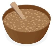 Lentil Soup with Light Wood Spoon in Isometric Perspective - Easy to Edit and Remove Shadow vector