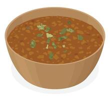 Lentil Soup with Garnish in Isometric Perspective - Easy to Edit vector