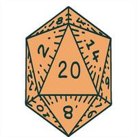A d20 dice with the number 20 on it video