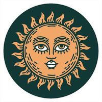 Sun face with eyes and nose in a circle video