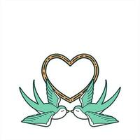 Two swallows with a heart shape in the middle video