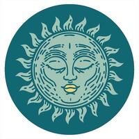 Sun face with eyes and nose in a circle video