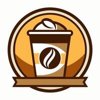Coffee cup icon with ribbon on white background vector