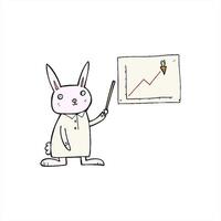 A cartoon rabbit is holding a board with a graph on it video