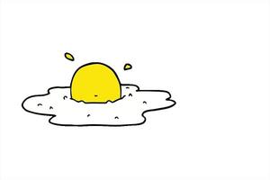 An egg is sitting in a broken shell on a white background video