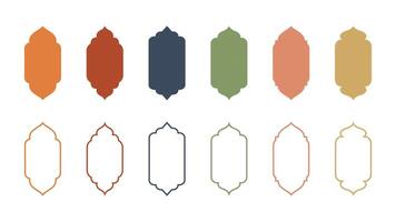 Set of Islamic window shape frame in flat style, Arab frame set oriental style islamic eid and ramadan design. vector