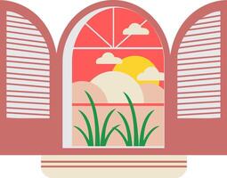 twilight behind the open window vector