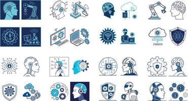 AI and Technology Innovation Pack Futuristic Tech, Cybersecurity and Automation vector