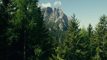 A mountain range with trees and a sky video