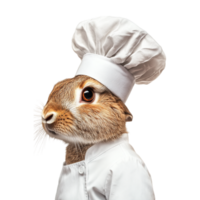 a rabbit wearing a chef's hat on a transparent background png