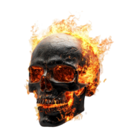 a skull with fire on it, on a transparent background png