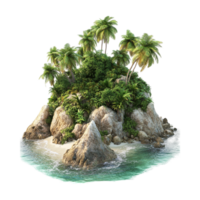 tropical island with palm trees and rocks png