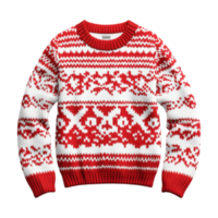 A red and white sweater with a pattern png