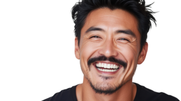 Happy man with a warm smile, showcasing joy and positivity against a simple white background png