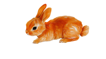 Adorable orange rabbit sitting on a white background showcasing its soft fur and playful pose png