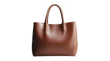 Elegant brown leather tote bag displayed on a white background ideal for casual outings and everyday use png