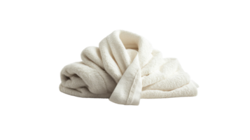 Soft white towel crumpled on a flat surface, perfect for drying off after a shower or bath in a serene bathroom setting png