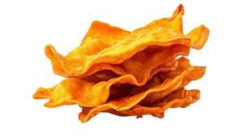 Crispy fried snack stacked neatly on a white background highlighting their golden color and shape png