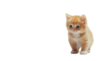 Cute orange kitten exploring a bright white background in a playful mood during afternoon light png