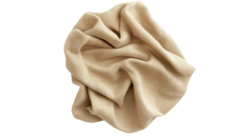doux beige en tissu drapé élégamment sur une blanc Contexte mettant en valeur texture et chaleur png