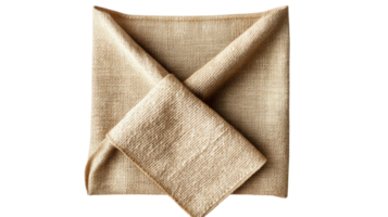 Natural woven fabric laid flat with a smaller matching cloth folded beside it on a white background png