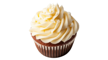 Delicious chocolate cupcake topped with creamy vanilla frosting perfect for any celebration or dessert table png
