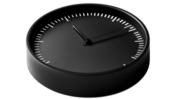 Minimalist black clock displaying the time in a modern interior design setting png