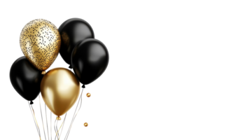 Celebration with black and gold balloons suitable for a festive event in a modern setting png