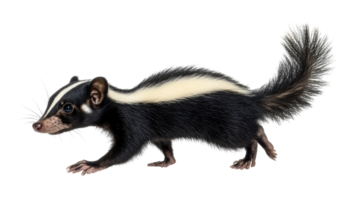 Striped animal walking gracefully across a white background in a natural pose png