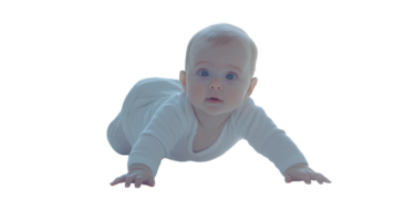 Crawling baby exploring the world with curiosity in a bright and minimalistic setting png