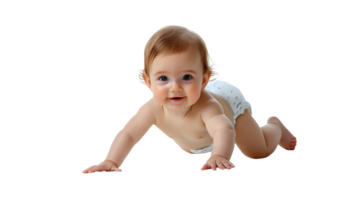 Happy baby crawling on the floor, showcasing a joyful expression and playful curiosity in a bright, clean setting png