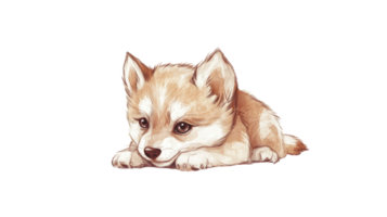 Cute corgi puppy lying down with big eyes looking curiously at its surroundings in a soft and playful manner png