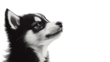 Cute husky puppy gazing thoughtfully against a plain background in a calm and serene moment png