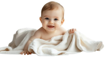 Baby sitting on soft blanket with a joyful expression at home during daytime png