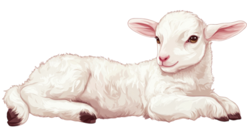 Cute lamb lying peacefully on a soft surface in a sunny environment capturing the essence of tranquility and innocence png