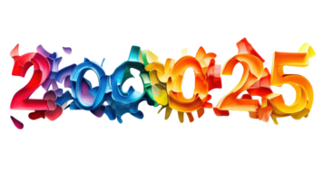 Colorful 2025 numbers with vibrant splashes decorating the design in a modern and dynamic style png
