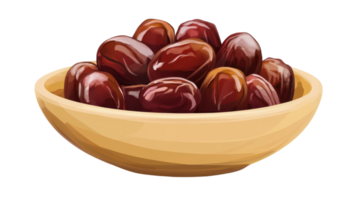 Delicious bowl of dates placed on a light surface, showcasing rich color and texture png