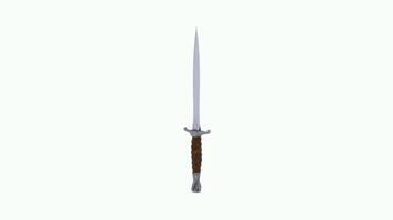 Detailed 3D rendering of a sharp dagger with a textured handle video