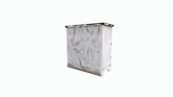 3D rendering of a weathered white cabinet with rustic details video